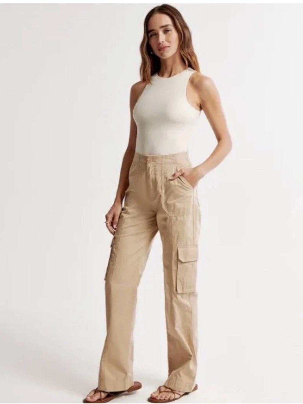 Hollister Beige Ultra High-Rise Baggy Cargo Pants Size XS